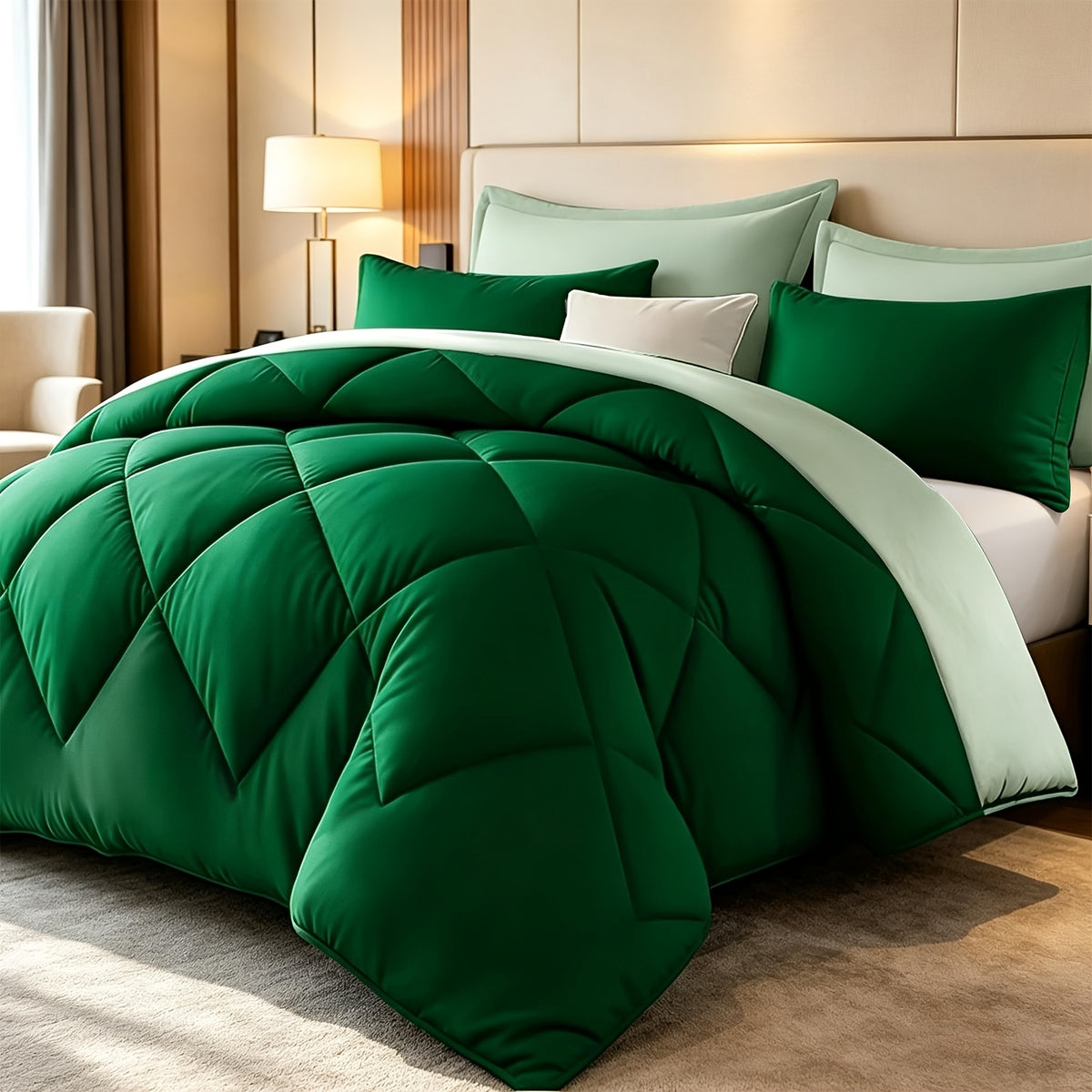 Diamond Pattern Quilt Set 2/3 Piece – Solid Color Lightweight Breathable Ultra-Fine Fiber Comforter with Pillowcases, Soft Easy Care Bedding for Bedroom & Guest Room