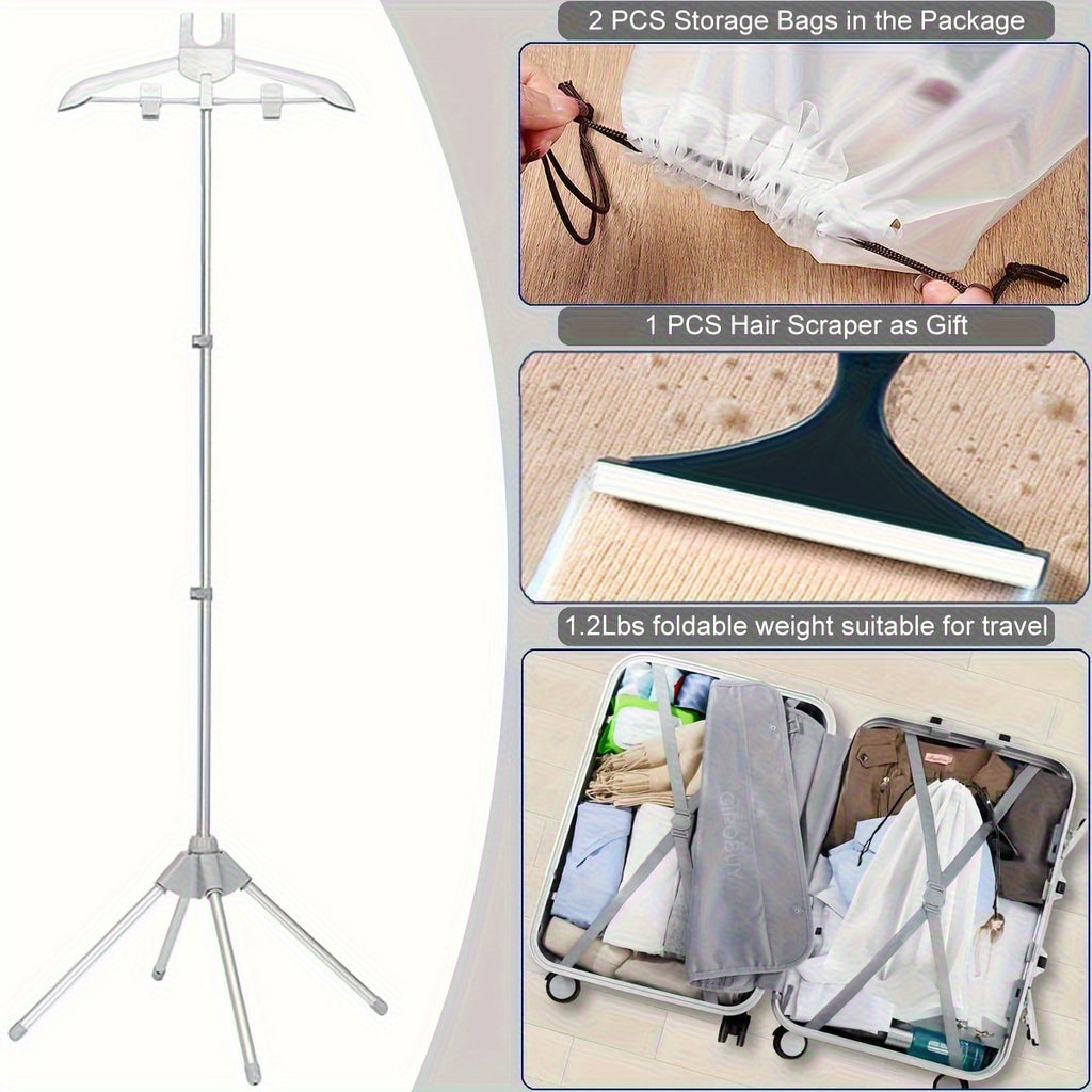 Foldable Ironing Rack & Clothes Drying Rack – Height-Adjustable, 360° Rotating Arm, Space-Saving Telescopic Laundry Stand for Home & Small Spaces | Black & Grey