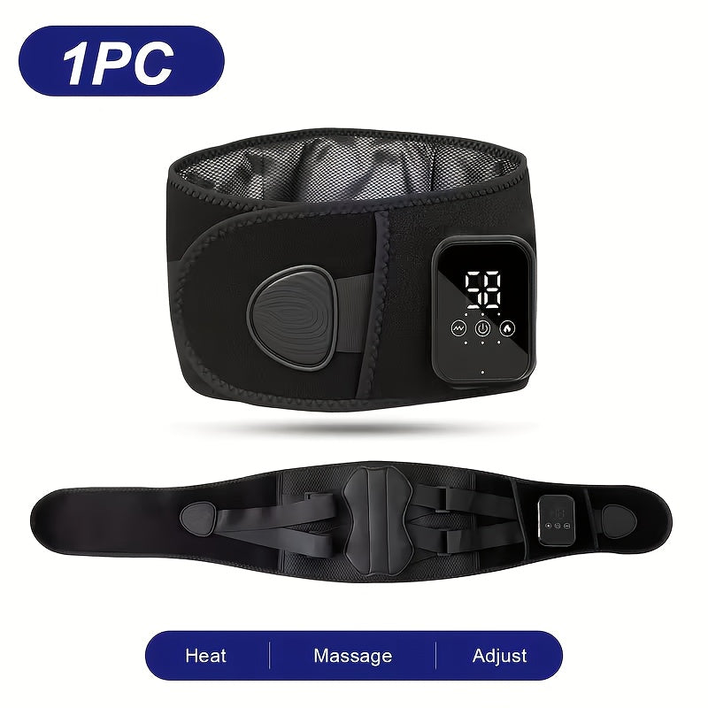 Cordless Electric Heating Waist Massager Belt with LCD Display, 3-in-1 Heating, Massage & Lumbar Support, 3 Adjustable Heat Settings, Back Pain Relief for Men & Women, Great Gift