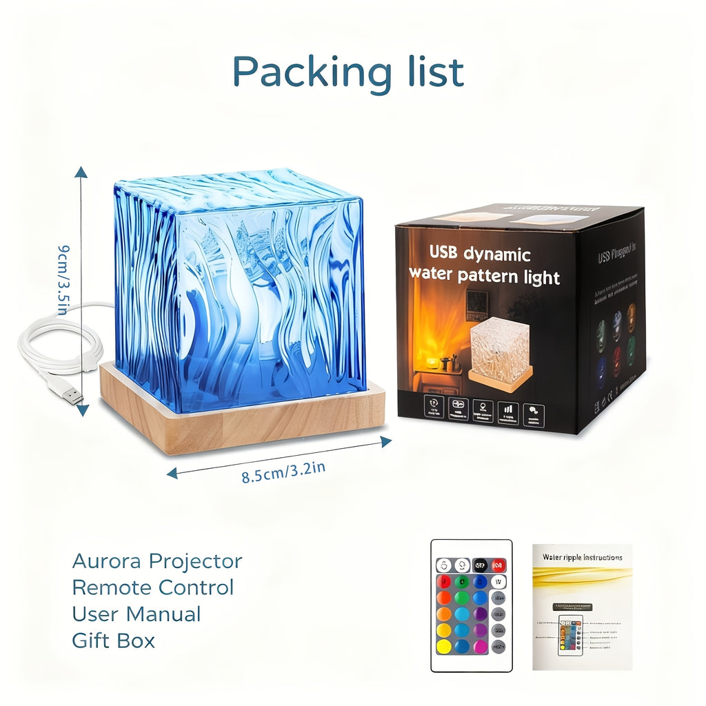 Aurora Galaxy Projector Night Light 16-Color LED USB Powered with Remote Control - Northern Lights Projector Dimmable Bedroom Ambience Lamp Cube Design for Room Decor Sleep Aid, 1-2 Pack