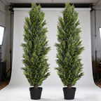 Artificial Pine Tree Set of 2 – Faux Greenery Shaped Christmas Trees for Indoor & Outdoor, Courtyard, Front Door & Holiday Decor