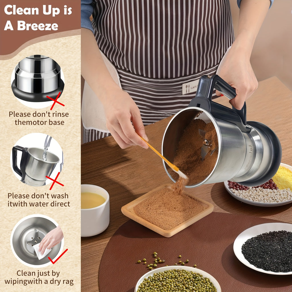 Electric Coffee Bean Grinder 300W 400g/14oz, 8-Blade Stainless Steel, One-Touch Button, Grinds Up to 36 Cups in 10 Seconds – Also for Spices, Grains & Nuts