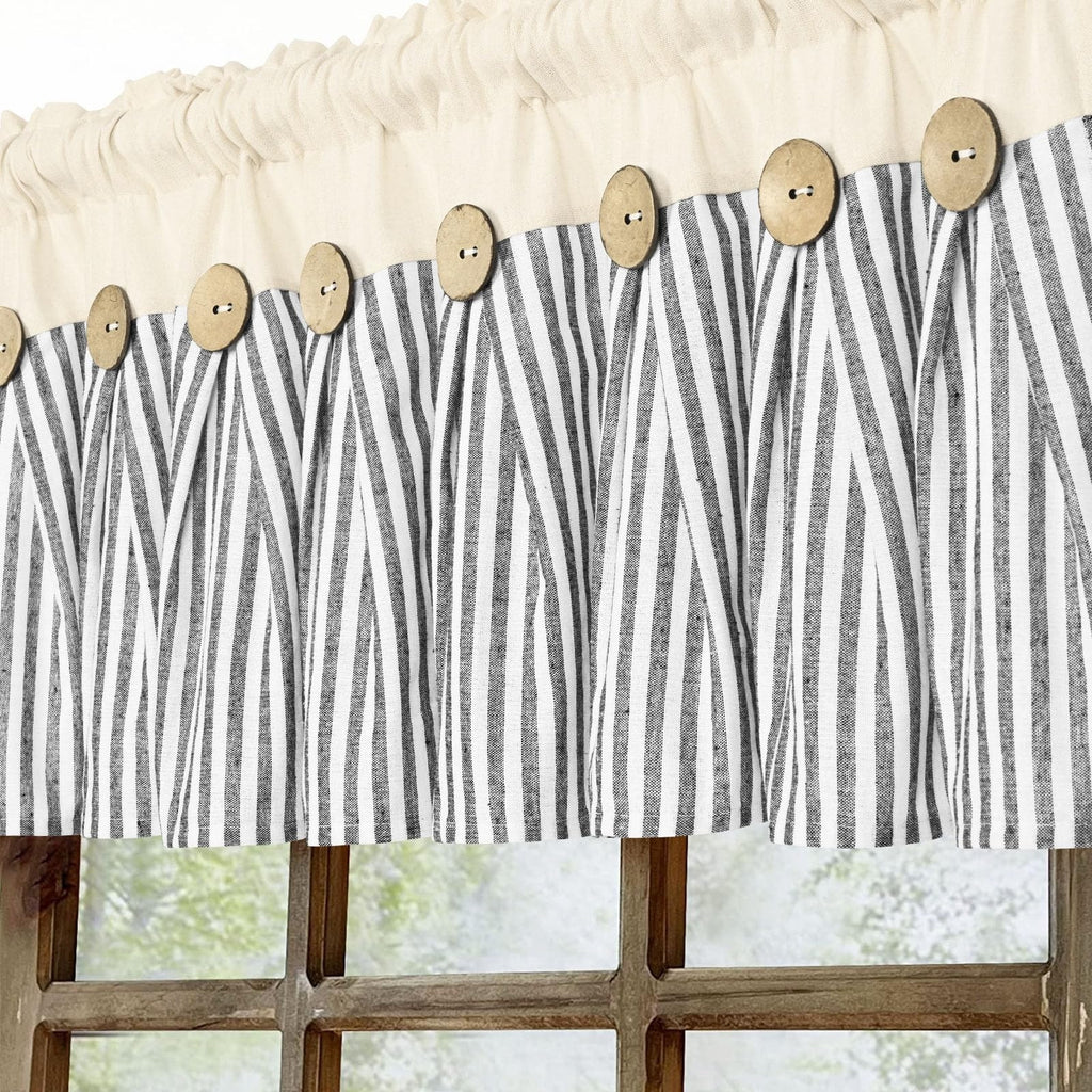 Striped Patchwork Semi-Sheer Rod Pocket Curtains – Bohemian Tiered Window Panels for Bedroom, Living Room, Kitchen, Bathroom & Cafe | 1 or 2 Pcs