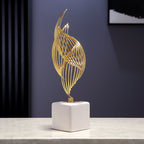 White Gold Ceramic Abstract Art Statue Set of 2 – Handcrafted Resin Sculpture Decor for Living Room, TV Cabinet & Wine Cabinet – Light Luxury Modern Home Decorations Centerpiece