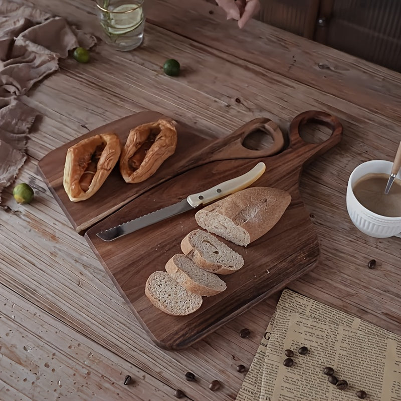 Acacia Wood Cutting Board Set of 2 Extra Thick Reversible Wooden Chopping Boards with Handle - Large Kitchen Board for Meat, Bread & Cheese, Charcuterie Serving Board Gift Set