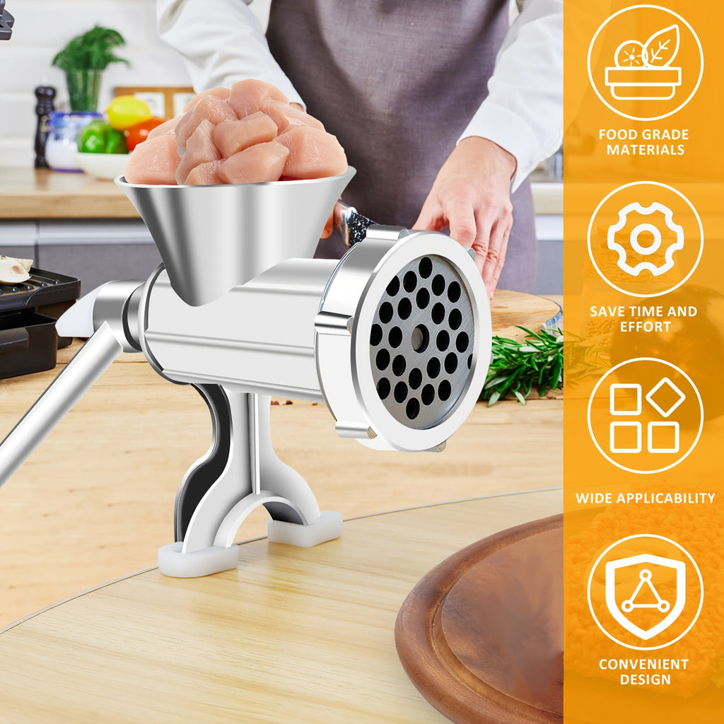 Manual Meat Grinder with Sausage Maker - Stainless Steel Crank Table Clamp Grinder, 3 Sausage Tubes, for Beef Pork Chicken Vegetables, Kitchen Chopping & Grinding Tool | Nuvia Haven