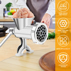 Manual Meat Grinder with Sausage Maker - Stainless Steel Crank Table Clamp Grinder, 3 Sausage Tubes, for Beef Pork Chicken Vegetables, Kitchen Chopping & Grinding Tool | Nuvia Haven