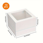 White Square Bakery Cake Boxes with Window - 8x8 & 12x12 Inch Tall Freezer-Safe Cardboard, Sets of 10/15/20, for Cakes Cupcakes Pastry Birthday Party Wedding | Nuvia Haven