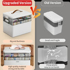 Medicine Organizer Cabinet 3 Tier Portable First Aid Box with Leather Handle BPA Free Airtight Moisture Resistant Medicine Storage for Home Office Bathroom Desktop