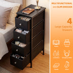 4-Tier Tall Narrow Storage Cabinet | Slim Bathroom & Kitchen Organizer, 29.5"H x 16.5"W x 9.5"D, Compact Shelving for Small Spaces, Easy Assembly
