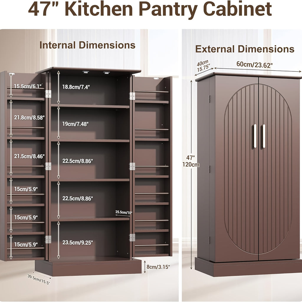 47 Inch Kitchen Pantry Storage Cabinet with Drawer – Multifunctional Buffet Cupboard Sideboard with Adjustable Shelves | Multiple Styles & Colors