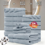100% Cotton Bath Towel Set 12 & 24 Piece – 450 GSM Soft Absorbent Towels with Bath Towels, Hand Towels & Washcloths | Spa Quality for Home, Travel & Gifts