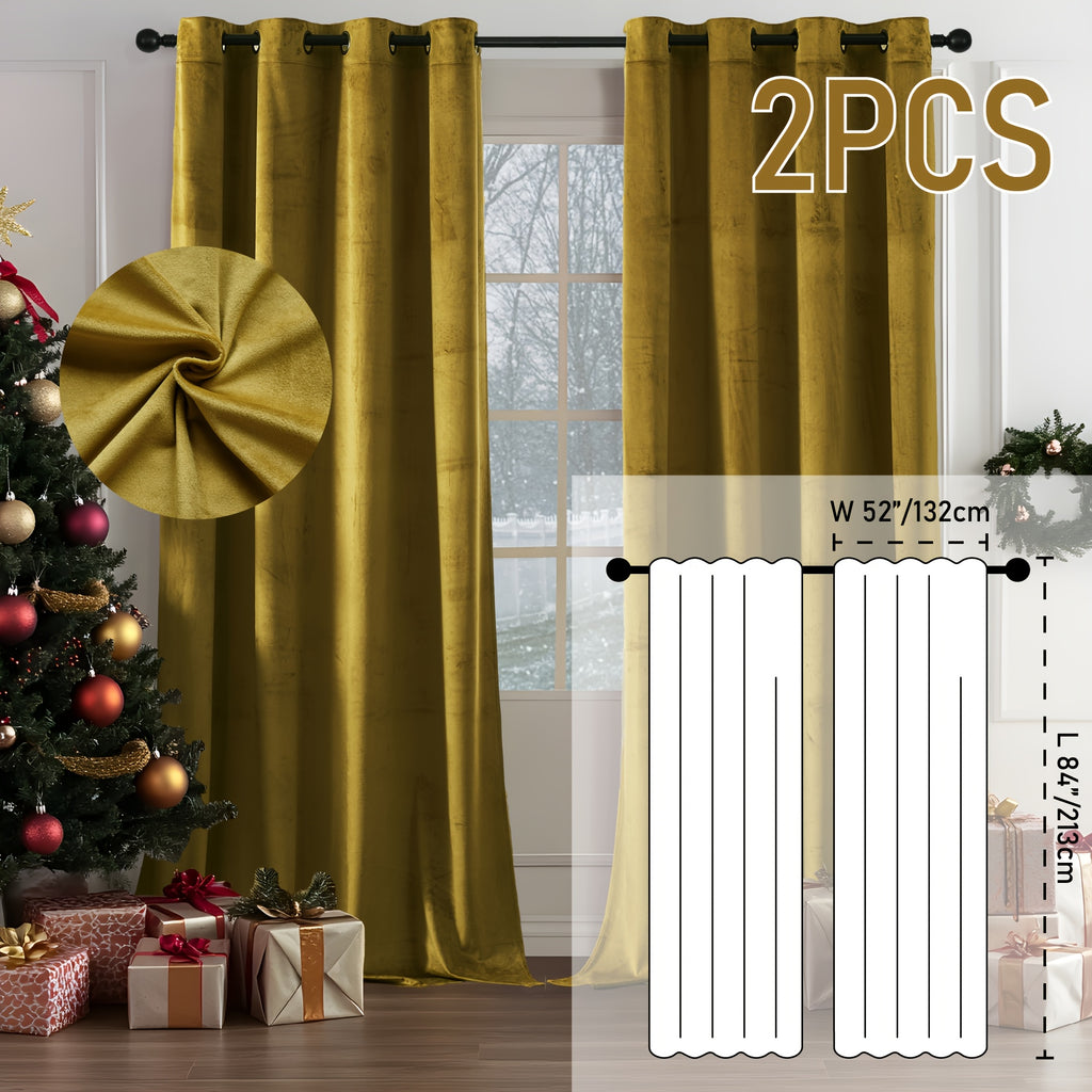 Luxury Velvet Blackout Curtains (Set of 2) | Thermal Insulated, Noise Reducing | Living Room & Bedroom
