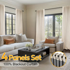 100% Blackout Curtains Back Tab & Rod Pocket for Bedroom Living Room - Thermal Insulated Darkening Drapes 2 & 4 Panel Sets for Windows Office Kitchen, Modern Home Decor