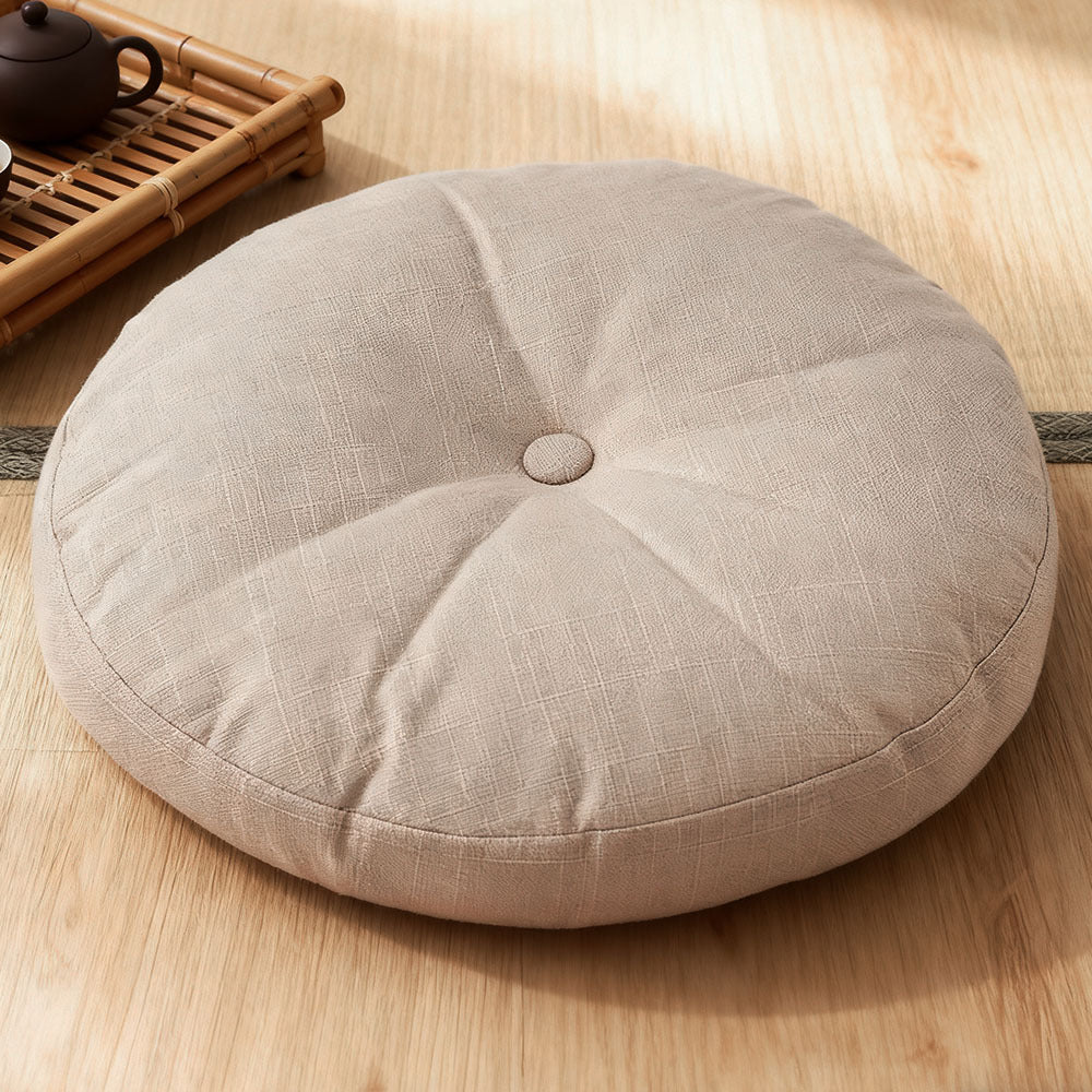 Round Seat Cushion 40x40cm 15cm Thick Firm Futon Meditation Mat Removable Linen Cover Chair Pad for Office Dining Chair Home Decor All Seasons Christmas