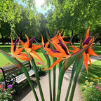 Artificial Bird of Paradise Flowers – 5-Stem Faux Strelitzia Bouquet with Orange & Purple Petals, Lifelike Plastic Stems for Home, Office & Wedding Table Centerpieces