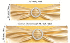 Metallic Spandex Chair Sashes Bow Bands 100pcs – Sparkle Lycra Stretch Chair Ties with Buckle for Wedding, Banquet & Party Decor | Gold, Silver, Rose Gold