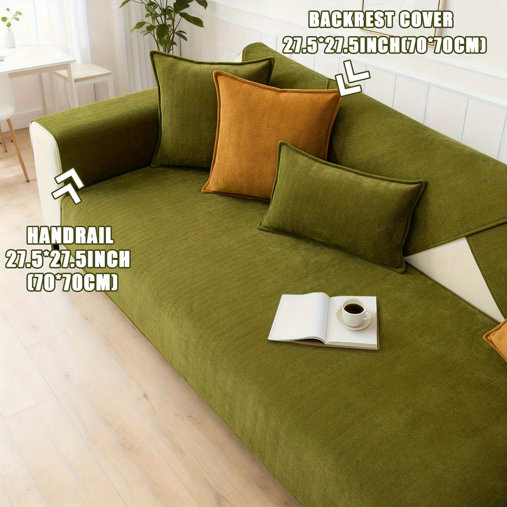 Chenille Ribbed Sofa Cover – Pet-Friendly Non-Slip Stretch Slipcover, Machine Washable Sofa Protector for 2, 3 & 4-Seater and Sectional Sofas, Modern Living Room Couch Cover