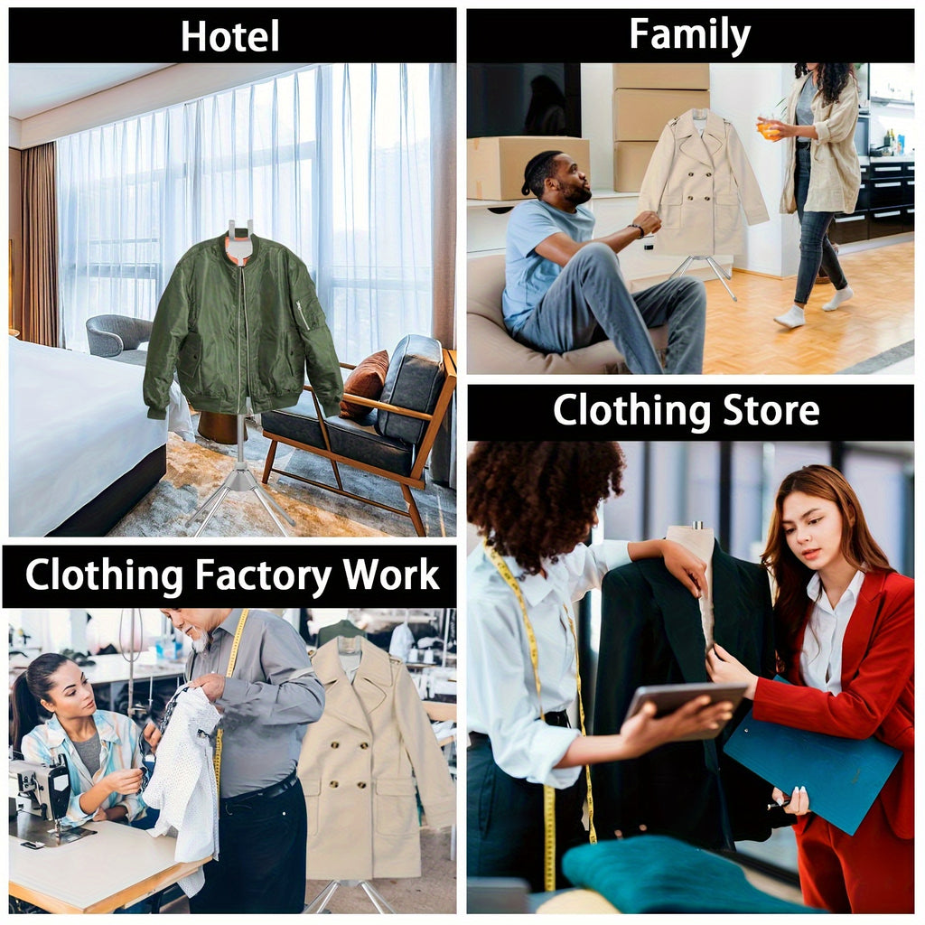 Foldable Ironing Rack & Clothes Drying Rack – Height-Adjustable, 360° Rotating Arm, Space-Saving Telescopic Laundry Stand for Home & Small Spaces | Black & Grey