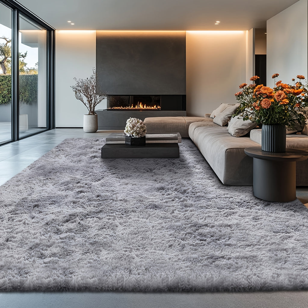 Velvet Shag Area Rug with Non-Slip Backing – Super Soft Plush Indoor Carpet for Living Room, Bedroom & Kitchen, Tie-Dye & Solid Colors, 5 Sizes