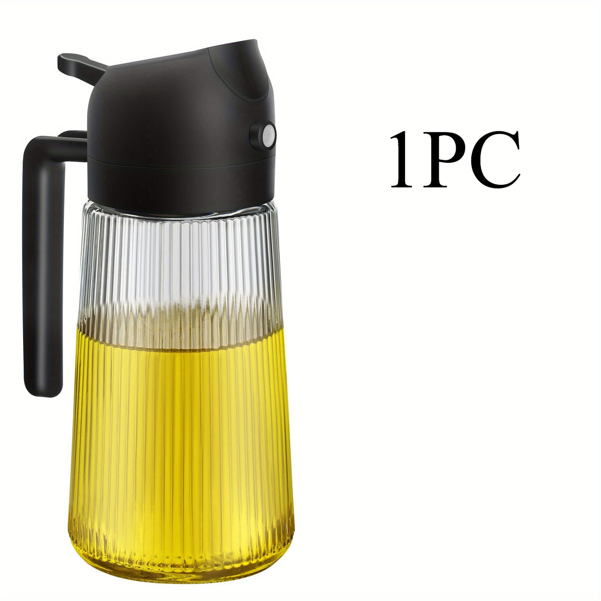 16oz Glass Oil Dispenser Bottle 2-in-1 Spray & Pour – Ribbed Olive Oil Sprayer for Kitchen Cooking, Refillable Glass Oil Spritzer with Leak-Proof Pourer, 1pc or 2pcs