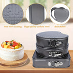Springform Cake Pan Set 6pcs Nonstick Carbon Steel – Heart, Round & Square Cheesecake Pans 7–11 Inch with Removable Bottom for Mousse, Cheesecake & Layer Cakes