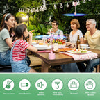 Food Guard Fly Repellent Fan 2-Pack Tabletop Holographic Blade Fly Fan with Ambient Light Battery Powered Foldable Portable for Picnic BBQ Party Camping Outdoor Indoor