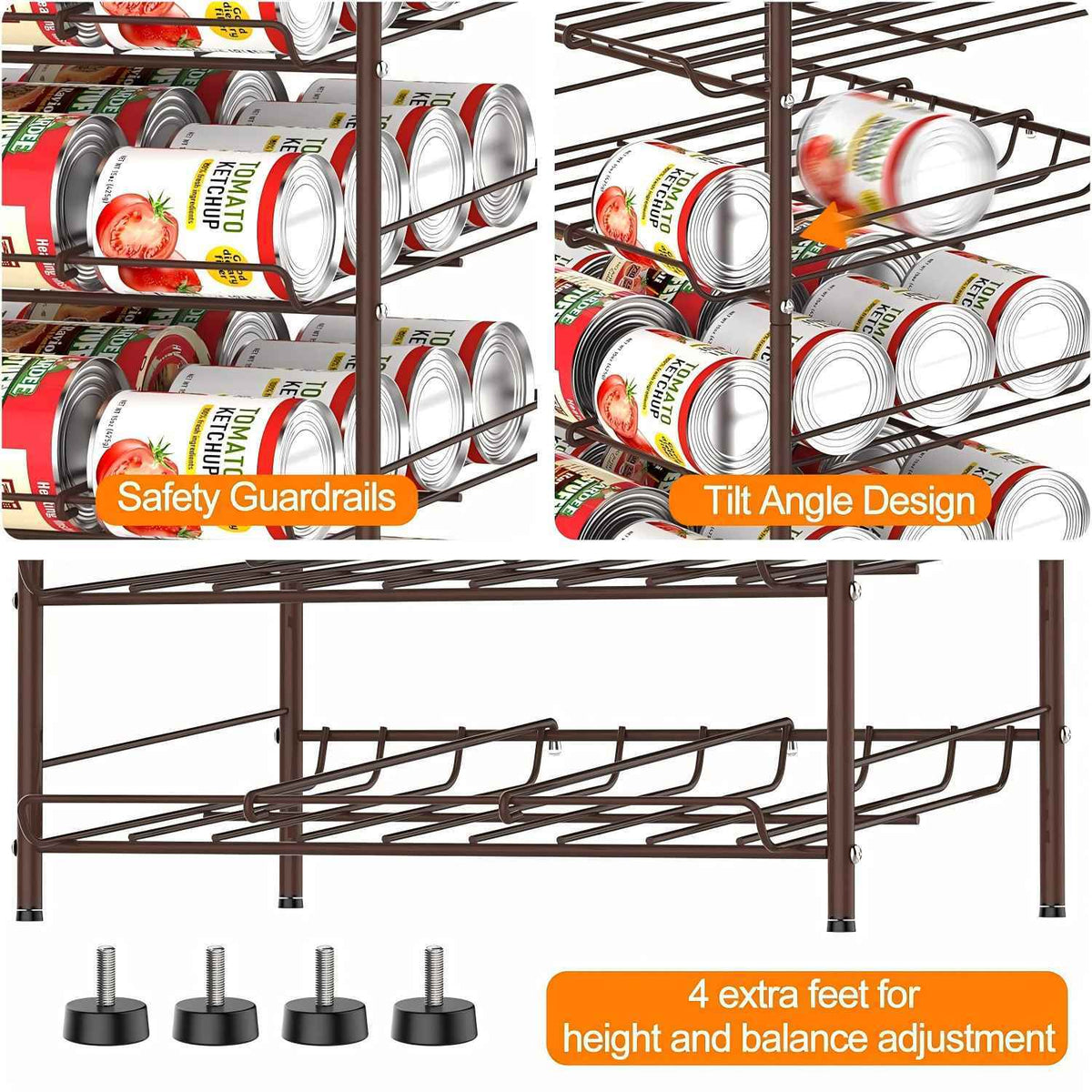 7-Tier Can Rack Organizer for Pantry | Holds 84 Cans Metal Can Dispenser with Adjustable Dividers for Kitchen Cabinet