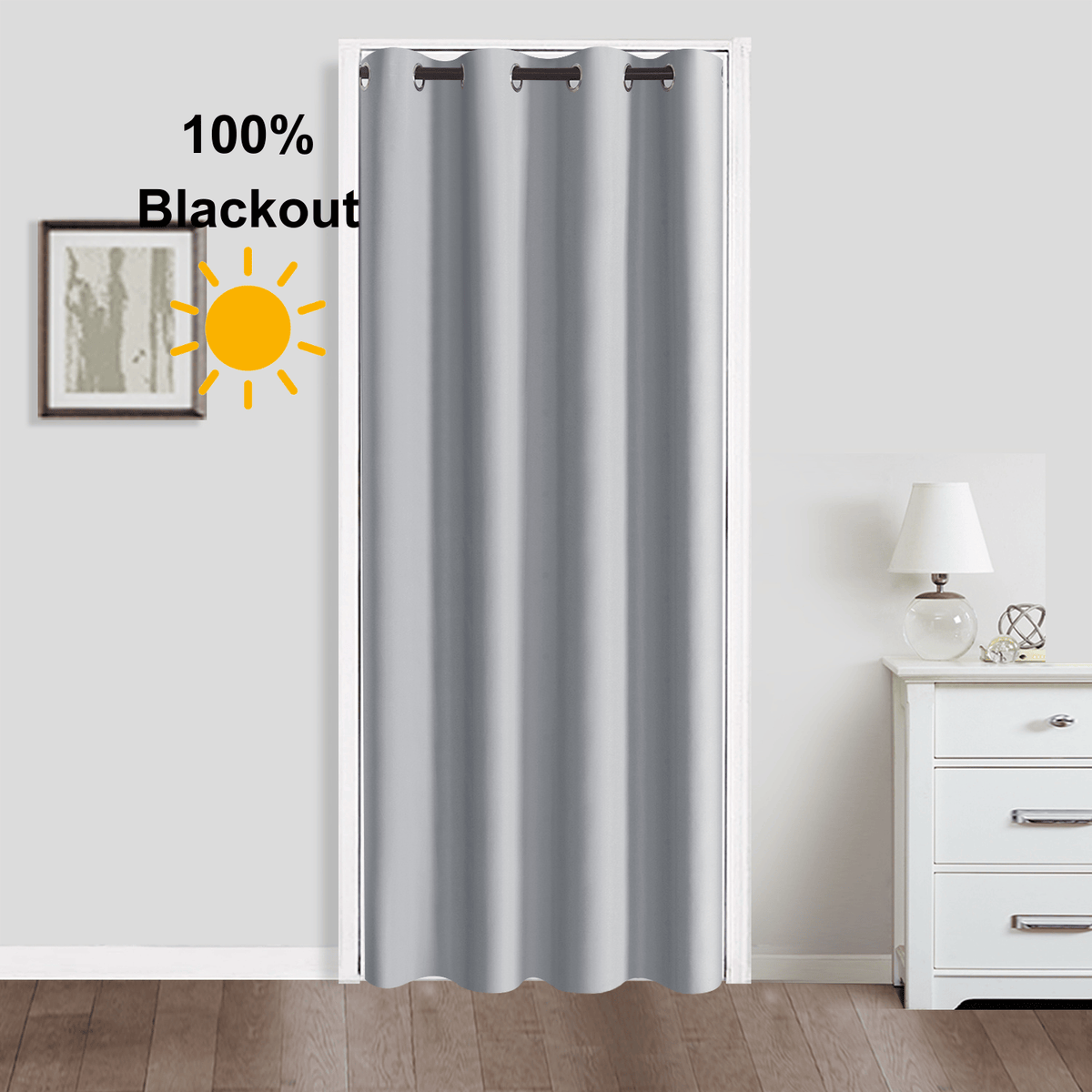 Blackout Door Curtain Single Panel Grommet 39x78 Thermal Insulated Noise Reducing – 100% Light Blocking, 6 Colors, Energy Efficient Window Drape
