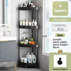 Rotating Corner Shelf for Bathroom – Fan-Shaped 3-Tier 90° Space-Saving Storage Rack with Hollow Drainage | Thickened Plastic Corner Organizer for Kitchen, Bedroom & Living Room | White & Black