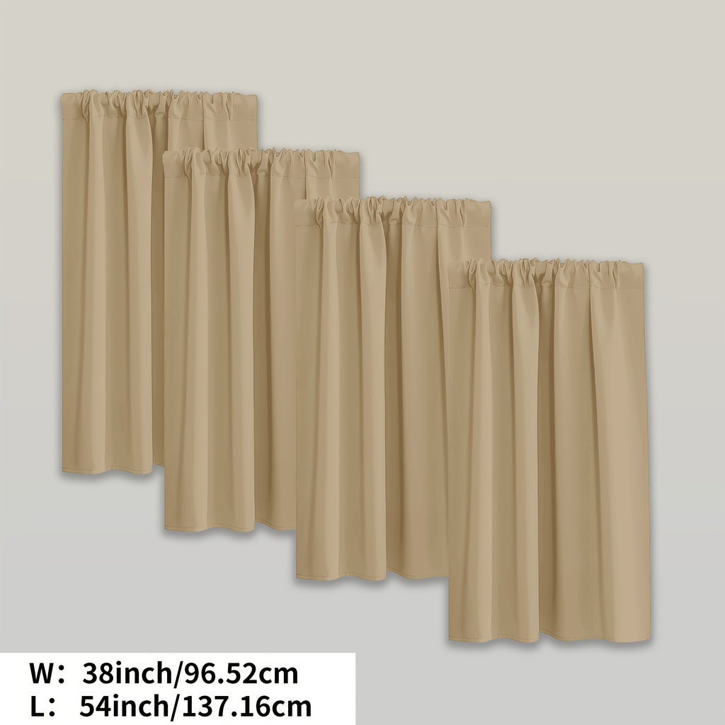 Blackout Curtains Rod Pocket 4 Panels - Thermal Insulated Room Darkening Noise Reducing Matte Drapes for Bedroom Living Room Office, 9 Colors 11 Sizes