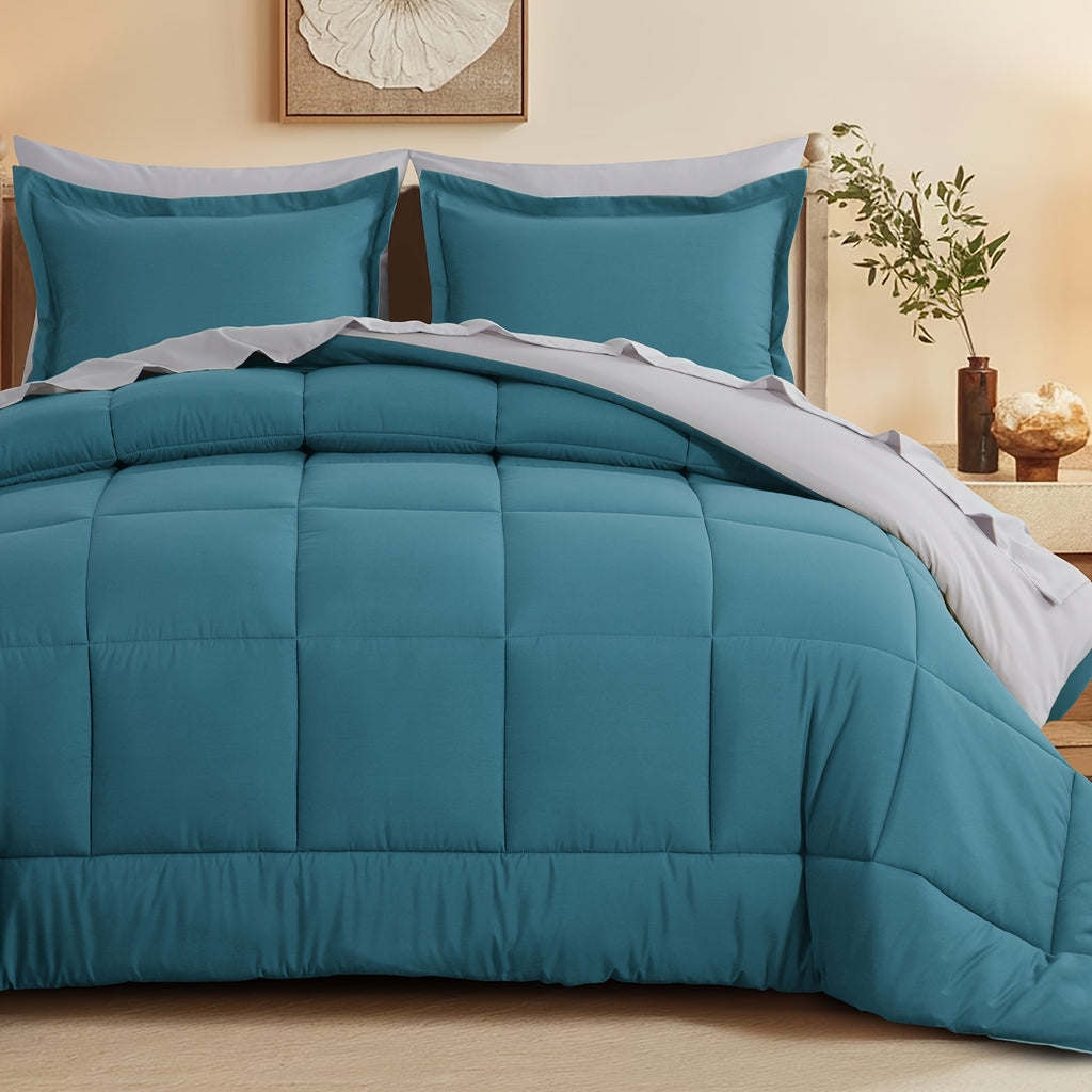 Bed in a Bag Queen 7 Piece Fluffy Comforter Set – Ultra-Soft Microfiber Bedding with Comforter, Fitted Sheet, Flat Sheet & 4 Pillowcases, Hypoallergenic Breathable All Season Bedding Gift for Her