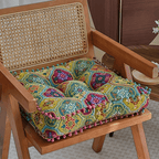 Moroccan Boho Meditation Floor Cushion Pad Thick Soft 100 Percent Linen Cover Bohemian Style for Living Room Bedroom Dining Room Office