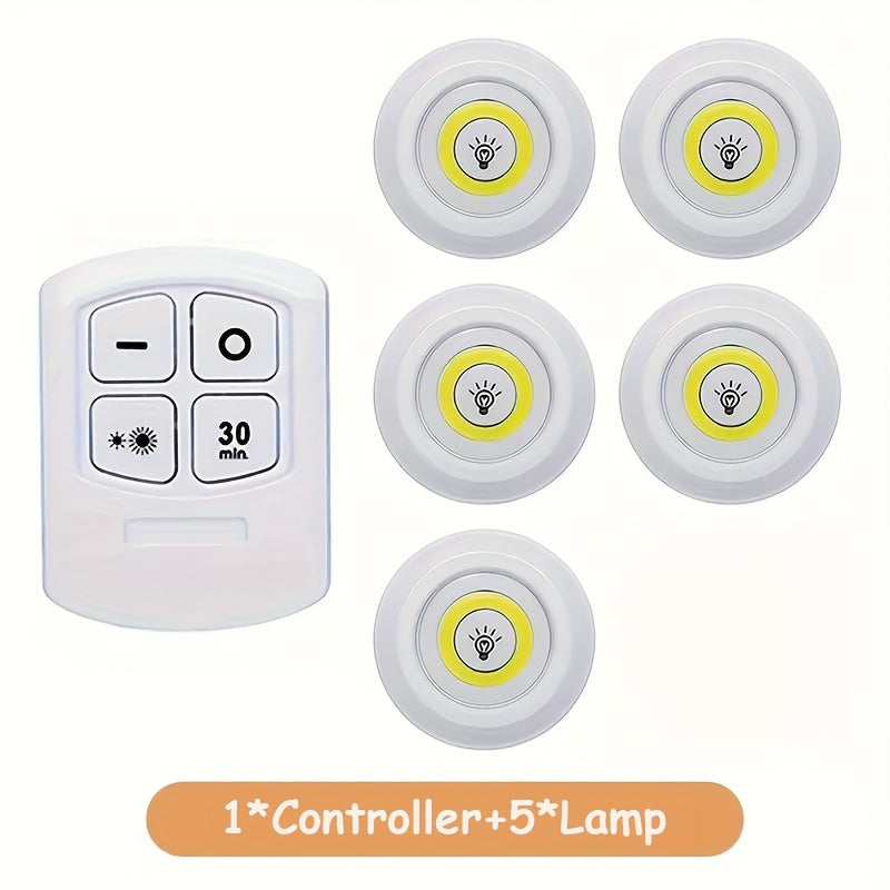 LED Night Lights Set of 5 Wireless Remote Controlled Magnetic Adhesive Wall Mount Puck Lights for Hallway Bathroom Bedroom Kitchen Cabinet Stairs Home Decor Indoor Color Changing