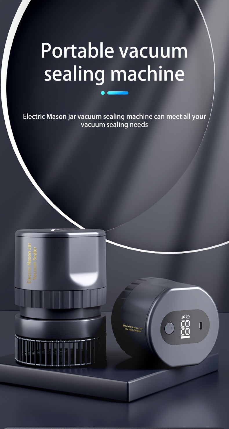 Electric Vacuum Mason Jar Sealing Kit with Lids for Wide Mouth & Regular Mouth Jars Food Preservation Vacuum Sealer