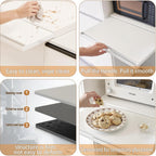 Adjustable Metal Pull-Out Rack Organizer for Microwave - Countertop Shelf for Air Fryer, Oven and Rice Cooker with Hanging Shelf and Drawer Storage - Space-Saving Coffee Station Kitchen Appliance Stand