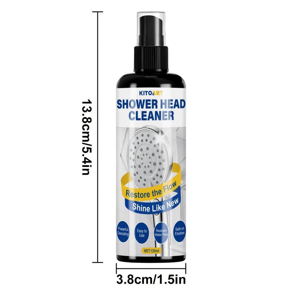 Shower Head & Bathroom Cleaner Spray Gel - No-Scrub No-Wipe Formula, Removes Mineral Deposits & Limescale from Showerheads, Bathtubs, Sinks & Toilets, Works on Glass & Metal, 120ml / 240ml