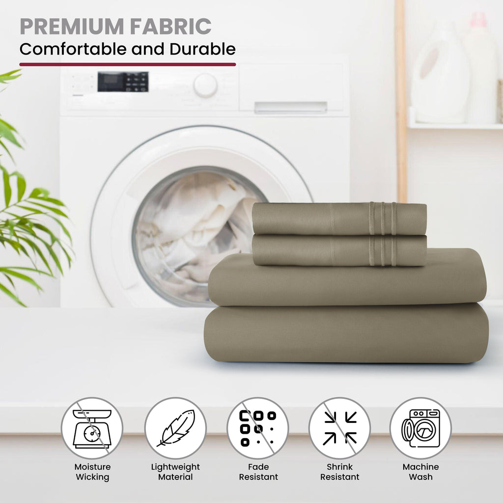 Brushed Microfiber Bed Sheet Set 6 Piece with Embroidered Pillowcases - Hotel Luxury Deep Pocket 16 Inch, Soft Breathable All Season, 24 Colors, Twin Twin XL Full Queen King Cal King