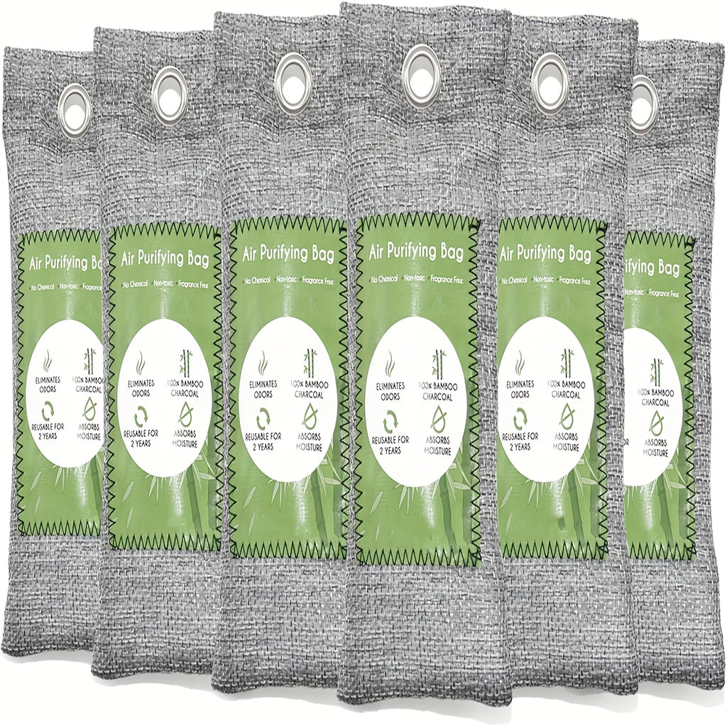 Bamboo Charcoal Air Purifying Bags Odor Absorber – Activated Charcoal Moisture Absorber & Natural Deodorizer for Car, Closet, Shoes, Bathroom & Home, 6 to 16 Pack