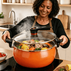 8.45QT Large Capacity Non-Stick Braiser Soup Pot with Twist-Lock Handle – Fast Even Heating, Gas Induction & Fire Pit Compatible for Home Restaurant & Camping