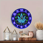 Neon Wooden Silent Wall Clock 10x10 Inch for Basement Bookstore Staircase – Battery Operated Decorative Clock for Home, Office & Seasonal Gift