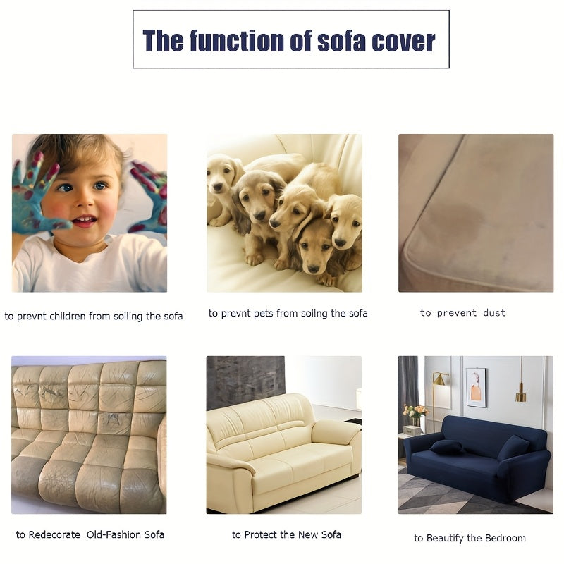 Elastic Anti-Slip Sofa Cover Cat Paw Protection – Stretch Furniture Slipcover for Living Room, Bedroom & Office, Easy Care Fabric Couch Cover (Pillowcase Not Included)