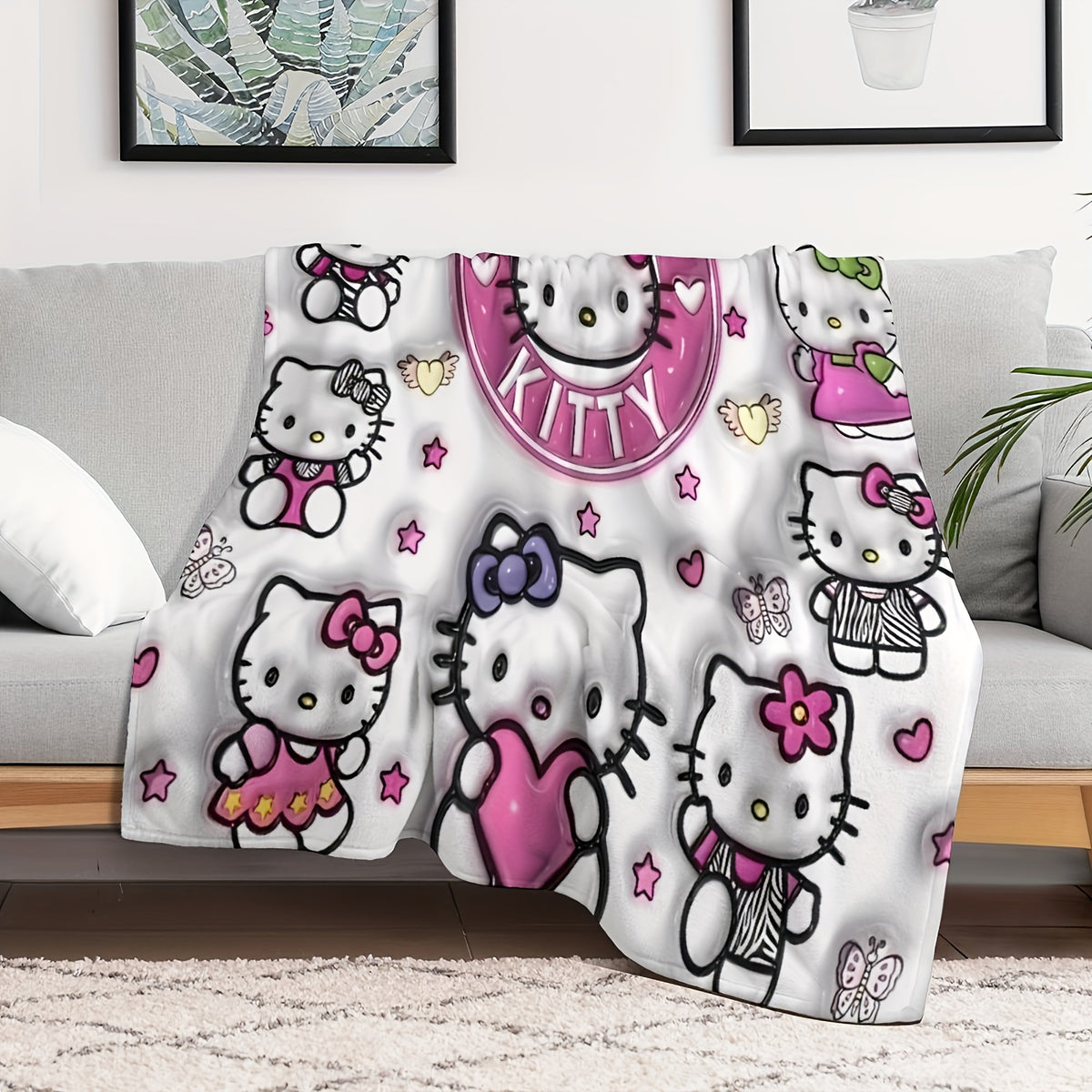 Hello Kitty Throw Blanket – Sanrio Ultra-Soft Polyester, Cozy & Warm, Allergy-Friendly, Machine Washable | 2 Sizes: 50x60 & 60x80 Inch | For Couch, Bed, Office & Bedroom Decor