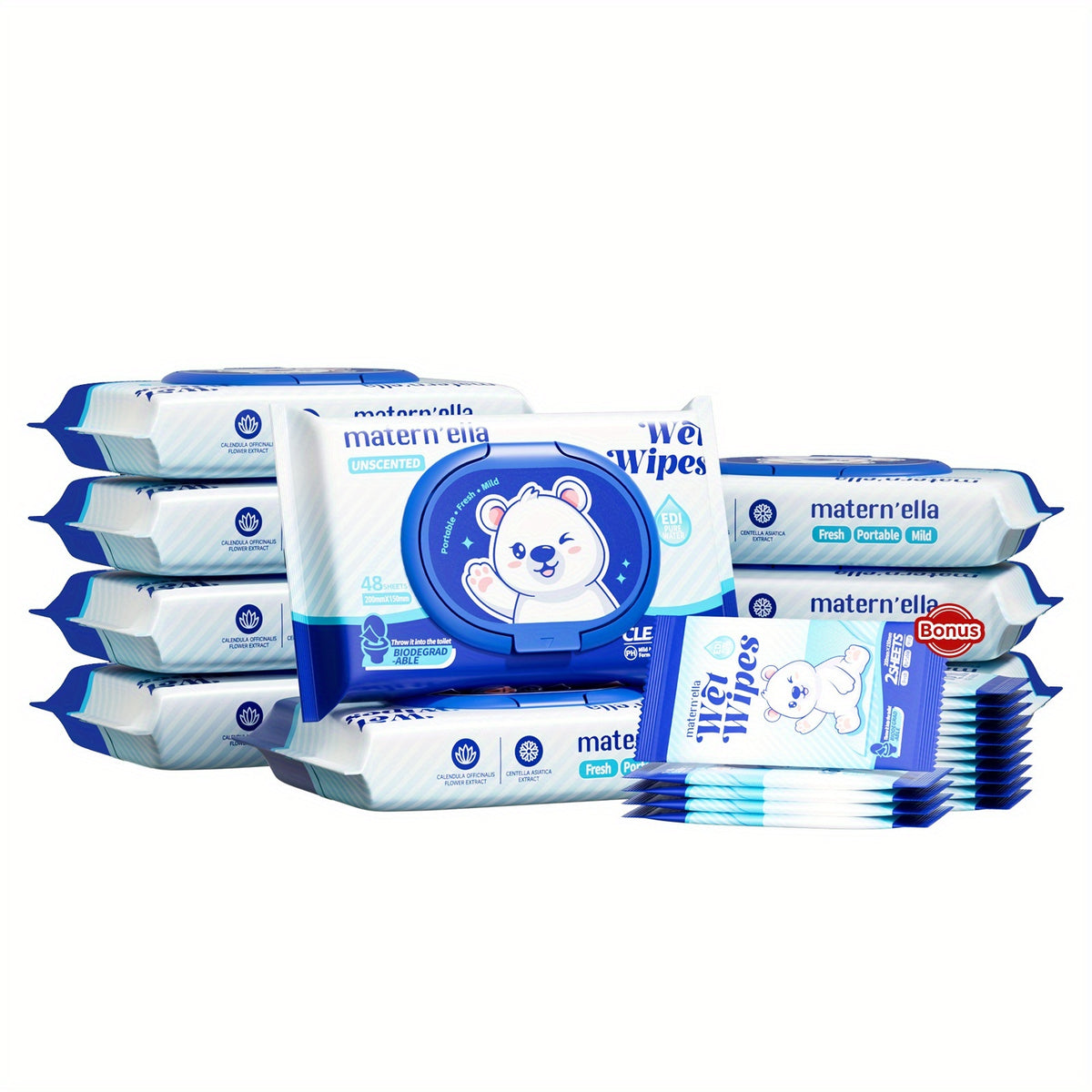 Flushable Wet Wipes with Probiotics, Plant-Based Fibers Fragrance-Free Sewer-Safe Butt Wipes, Soft Thick Disposable Personal Care Wipes for Adults, Incontinence & Sensitive Skin, Multi-Pack