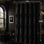 Bow Tie Ruffle Shower Curtain Vintage Handcrafted - Waterfall Ruched Fabric Bath Curtain with Hooks, Quick Dry Machine Washable, Farmhouse Romantic Decor, Multiple Sizes & Colors
