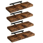 Rustic Wooden Wall Mounted Storage Shelves Set of 4 Floating Wall Shelf for Bedroom Living Room Bathroom Closet Decor Black Brown White Gray
