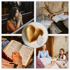 Wooden Heart Prayer Bowl & 30 Prayer Card Set Handcrafted Retro Decorative Bowl with Carved Cross – Christian Home Decor Easter Religious Gift for Prayer Room, Kitchen & Living Space