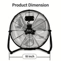 18" Industrial High Velocity Floor Fan – 3 Speed Heavy Duty Metal Fan for Warehouse, Workshop, Factory & Basement | 110V-240V | Black
