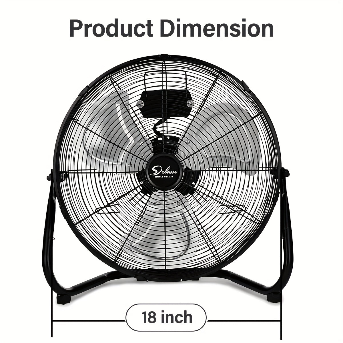 18" Industrial High Velocity Floor Fan – 3 Speed Heavy Duty Metal Fan for Warehouse, Workshop, Factory & Basement | 110V-240V | Black