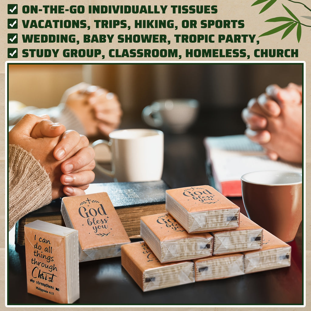 Pocket Tissues 50 Pack Bulk 500 Sheets, 3-Ply Mini Travel Size Individual Tissue Packs for Party Favors, Religious Events, Weddings, Purse & Everyday On-the-Go Use
